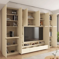 Meuble TV mural style crème, étagères ouvertes, meubles TV personnalisés pour salon OEM ODM