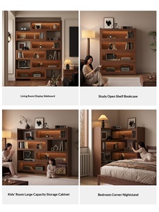 Librería Modular Moderna de Madera con 4 Estantes, Mueble de Almacenamiento Independiente para Sala de Estar, Estilo Retro, para Oficina en Casa y Uso Escolar - Product Image 5