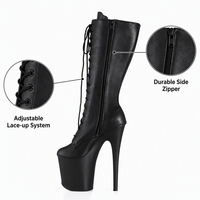 Chaussures de pole dance OEM 20 cm (8 pouces) au-dessus du genou, bottes de strip-teaseuse en cuir PU, à lacets, avec fermeture éclair latérale, chaussures de danseuse exotique