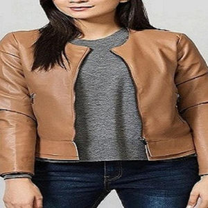 Hot Sale Custom Design Women's Leather Jacket Plus Size Satin Fabric with Active Safety Features and New Satin Pocket - Product Image 2