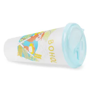 Biodegradable Disposable PLA Plastic Beverage Paper Cup With Custom Logo Print