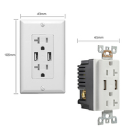 Prise murale double BAREP CULus 20A TR USB-A 4.8A PC, résistante aux manipulations