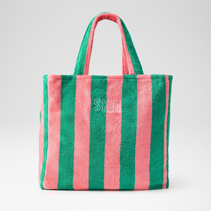 Borsa a Tracolla in Spugna a Righe Cabana con Logo Personalizzato, Manico in Nastro Ricamato per Vacanze Estive, Vendita all'Ingrosso - Product Image 2