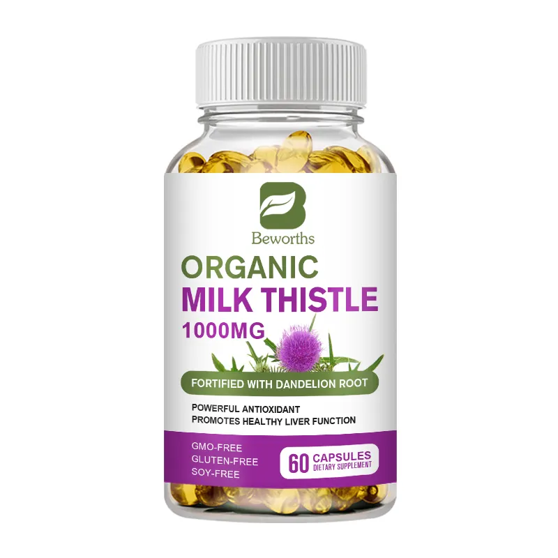 Etiqueta privada 60 piezas orgánico 1000mg Extracto de cardo mariano cápsula salud del hígado suplementos de hierbas