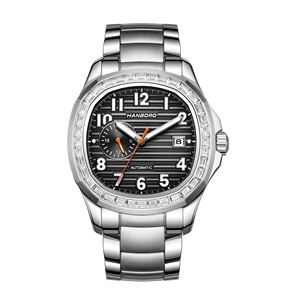 Montre automatique pour homme avec lunette en diamant, boîtier de luxe, cadran bleu, bracelet en acier inoxydable 316L, affichage de la date, étanche 5BAR, cadeau pour petit ami - Product Image 2