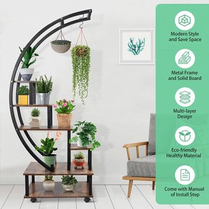 2 Chiếc Giá Đỡ Cây Trong Nhà Bằng Kim Loại Cao 6 Tầng Có Vòng Treo Thang Hình Nửa Mặt Trăng Giá Đỡ Cây Giá Đỡ Nhiều Cây - Product Image 6