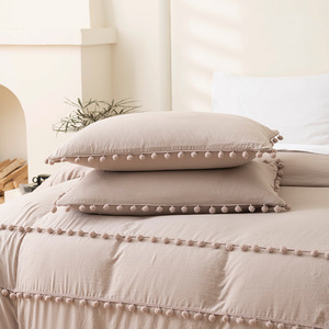 AOYATEX Home Textiles Custom <strong>Bedding</strong> <strong>Set</strong> with <strong>Pillow</strong> Cases Solid Color Bohemian Style Three Piece Polyester <strong>Bedding</strong> <strong>Set</strong> - Product Image 2