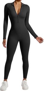<strong>Women's</strong> Seamless Zipper Yoga <strong>Jumpsuit</strong> Quick Dry <strong>Lightweight</strong> Fitness Bodysuit Breathable and Quick Dry <strong>Jumpsuit</strong> - Product Image 2