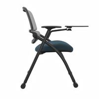 Chaise de conférence moderne à dossier double en maille avec accoudoirs mobiles et tablette d'écriture, idéale pour le bureau et la formation administrative