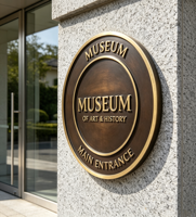 Plaques de porte d'hôtel modernes en laiton et acier inoxydable 3D personnalisées, écologiques, avec finition bronze gaufrée, garantie de 2 ans