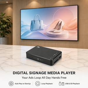 เครื่องเล่นมีเดียป้ายดิจิตอล Full HD 1080P เล่นแบบห่วงอัตโนมัติเล่น USB SD MP4 AVI MKV แบบพกพาได้จอแสดงผลโฆษณาที่มีน้ำหนักเบาในเชิงพาณิชย์ - Product Image 1