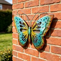 Nouvelle décoration murale en métal créative faite à la main en forme de papillon pour la cour, le patio et la maison