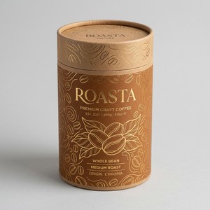 Caja de Tubo Cilíndrico Hermética de Papel Kraft Ecológico para Envasado de Granos de Café Tostado, Logotipo Personalizado, Venta al Por Mayor - Product Image 2