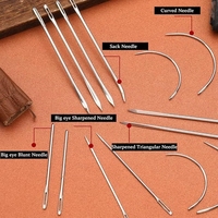Kit de Costura de Acero Inoxidable de Alta Resistencia - Agujas Curvas para Sacos, Dedales para Reparación de Cuero, Tapicería, Alfombras/Lona
