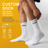 Chaussettes de sport classiques épaisses en coton personnalisées pour hommes, chaussettes blanches pour hommes avec logo personnalisé, mode sportive tendance