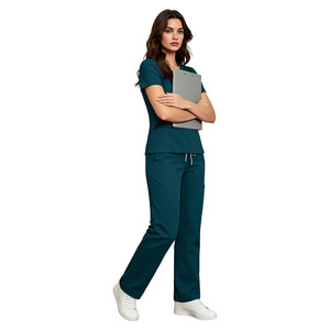 42337 Ensembles de blouses médicales personnalisés ; Uniformes médicaux style jogger, blouses en satin pour femme, tenues d'été - Product Image 1