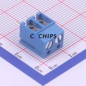 WJ300V-5.0-2P Screw Terminal Block Through hole Component (THT),P=5mm Connector 1x2P 5mm Blue Through Hole - Product Image 1