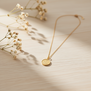 Collana con ciondolo doppio lato Aquarius da 1,5 cm in acciaio inossidabile per donna - Product Image 2