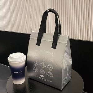 Sac isotherme gris argenté non tissé pour emballage alimentaire, garde au chaud et au froid, livraison réutilisable, pochette thermique portable - Product Image 1
