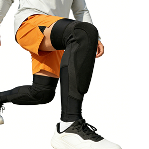 Protège-tibias de football souple à compression sportive, protège-tibias de VTT avec coussin en nid d'abeille en éponge pour le football - Product Image 2