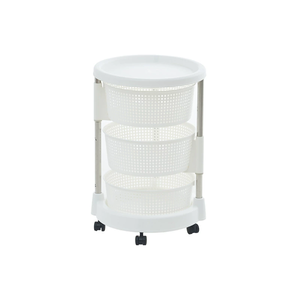 Chariot de rangement de cuisine en plastique à 5 niveaux, étagère rotative pour aliments avec paniers à fruits et légumes, sur roulettes - Product Image 3
