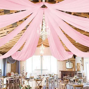 Pink Ceiling Drapes for Wedding 5ftx10ft Chiffon Arch Draping Fabric Sheer Curtains for Party Ceremony Swag Wedding Decorations