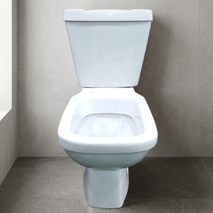 WC en céramique à double chasse avec siphon en S, cuvette carrée en porcelaine avec couvercle et accessoires pour salle de bain - Product Image 2