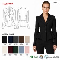 Blazer pour femme en tweed blanc crème, col mandarin, peplum, boutons ornés, respirant, personnalisé OEM