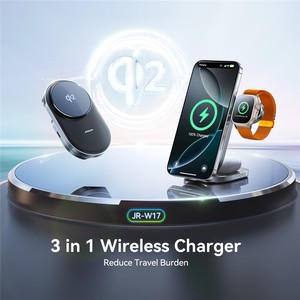 Joyroom ที่ชาร์จไร้สายแบบแม่เหล็ก3 in 1สำหรับ <span class=keywords><strong>iPhone</strong></span>/airpods/Apple <span class=keywords><strong>Watch</strong></span> พับได้15W สถานีชาร์จเร็ว-สีดำ - Product Image 2