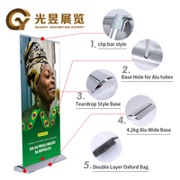 Banner Gulung Retraktil Aluminium Klasik Terlaris, Portabel, untuk Iklan dan Latar Belakang Pameran Dagang