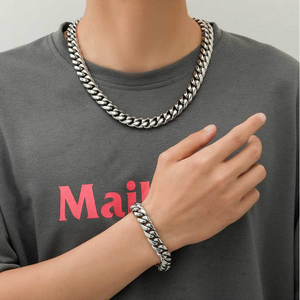 Vente en gros Collier <span class=keywords><strong>Monaco</strong></span> pour hommes en acier inoxydable Chaîne à maillons cubains Miami en plaqué or 14 ct 18 ct hip hop pour hommes - Product Image 2