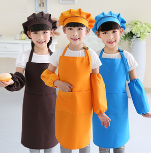 Biểu Tượng Tùy Chỉnh Trẻ Em Nấu Ăn Sơn Bib Set Trắng Bông <span class=keywords><strong>Polyester</strong></span> Không Tay Tạp Dề Với Đầu Bếp Hat Cho Làm Sạch Đảng Những dịp - Product Image 3