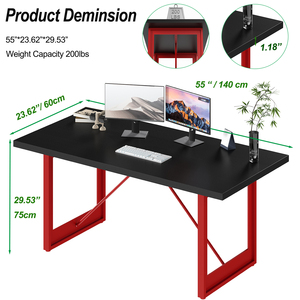 <span class=keywords><strong>Bureau</strong></span> de jeu PC de style industriel moderne pieds rouges en fer <span class=keywords><strong>noir</strong></span> finition bois Table de <span class=keywords><strong>bureau</strong></span> à domicile de direction <span class=keywords><strong>bureau</strong></span> d'étude simple - Product Image 6