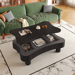 Lift Top Coffee Table 42 In Fluted Panel Hidden <b>Storage</b> Silent Hydraulic Lift Curved Safety <b>Corners</b> Living Room - Product Image 5