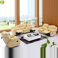 Sofá Reclinable de Cuero de Lujo para Cine en Casa con Mesa de Centro, Sofá Funcional para Sala de Estar, Conjunto de Sofás Reclinables de 3+2+1 Plazas, Modelo 8620