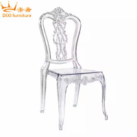 Kursi kristal transparan akrilik, dudukan pernikahan Modern dapat dilepas bening kursi luar ruangan Hotel furnitur