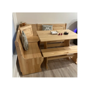 Ensemble de <span class=keywords><strong>coin</strong></span> repas en bois massif avec table et banc, style rustique en pin naturel, <span class=keywords><strong>coin</strong></span> repas de <span class=keywords><strong>cuisine</strong></span>, table de <span class=keywords><strong>coin</strong></span> repas, ensemble de table de <span class=keywords><strong>coin</strong></span> repas pour la maison - Product Image 6