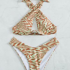 Traje de Baño Personalizado para Mujer, Bikini Bandeau de 1 Pieza, Liso/Con Puntos/Estampado, Servicio OEM, Logotipo Frontal, Tirantes en V, Espalda Descubierta, Transpirable - Product Image 1