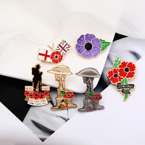 Broche pour femme en alliage plaqué or, motif fleur rouge et violette, pour le Memorial Day, le Jour du Souvenir, les mariages, les fiançailles, épinglette de pavot, cadeau, fête - Product Image 1