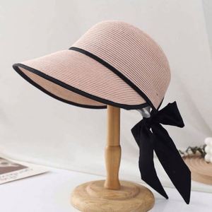 Sombrero de sol de paja de papel para mujer, al por mayor, con visera y ala ancha, ideal para la playa y viajes - Product Image 3