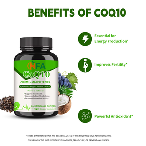 Cápsulas Blandas de CoQ10 de Alta Calidad, 200 MG de Potencia Máxima con Vitamina E y Pimienta Negra, Buenas para la Salud del Corazón - Product Image 4