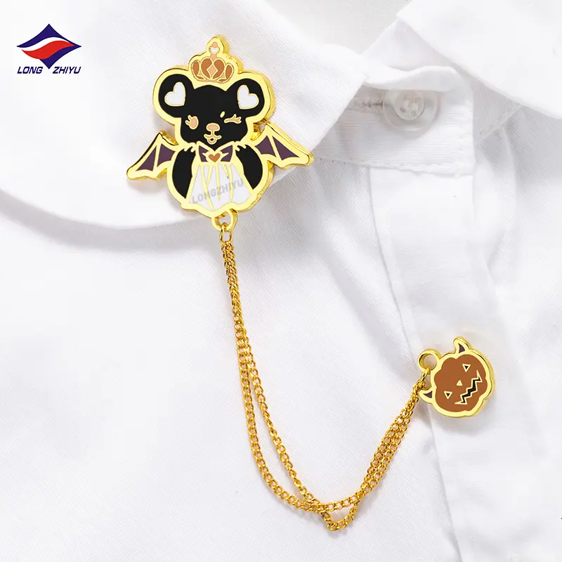 Longzhiyu Custom Lapel Pins Cartoon Deer Metal Chain Badges Brooches