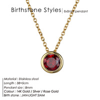 Collier pendentif en pierre de naissance BS 12 mois Collier ras du cou anniversaire en zircon 8MM