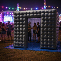 Nouvelle cabine photo gonflable noire Leap Beautiful Cube pour prendre des photos, avec deux portes et éclairage LED gonflable 3MX3M