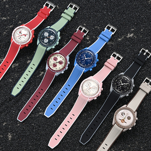 20มม. สายนาฬิกาซิลิโคนนุ่มสำหรับเปลี่ยน Moonwatch สายรัดยางโค้งแบบพรีเมี่ยม - Product Image 2