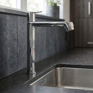 Grifo de Lavabo Cromado de Zinc, de un Solo Orificio, Montado en el Tapa del Lavabo, Diseño Minimalista, Anticorrosión, Grifo de Agua Fría para Baño - Product Image 2
