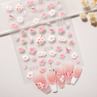HONEY GIRL Nouveaux autocollants pour ongles en gel souple 3D, fleurs réelles, plastique français, autocollants pour ongles fins et colorés, décalcomanies florales professionnelles