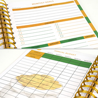 Portefeuille d'enveloppe de cahier d'agenda quotidien mensuel en spirale de budget d'argent A5 personnalisé en gros