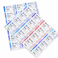 Étiquette personnalisée en vinyle holographique pour flacon de peptide, pour flacon en verre de 5 ml et 10 ml, utilisation en laboratoire de recherche