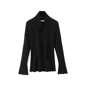 แฮปปี้ พลัสเสื้อถักคอวีผู้หญิงพลัสไซส์ N9045 สีม่วงหมึกสีดำสีทึบผ้าโพลีเอสเตอร์ความหนาปานกลาง - Product Image 2